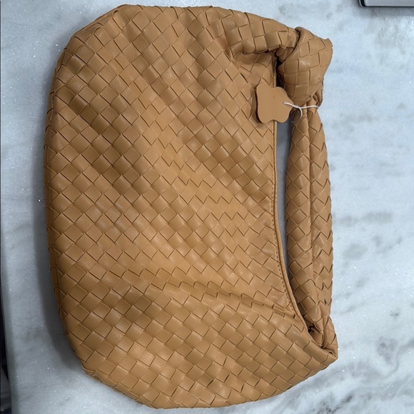 Tan Woven Leather Hobo Bag - Picture 1 of 2